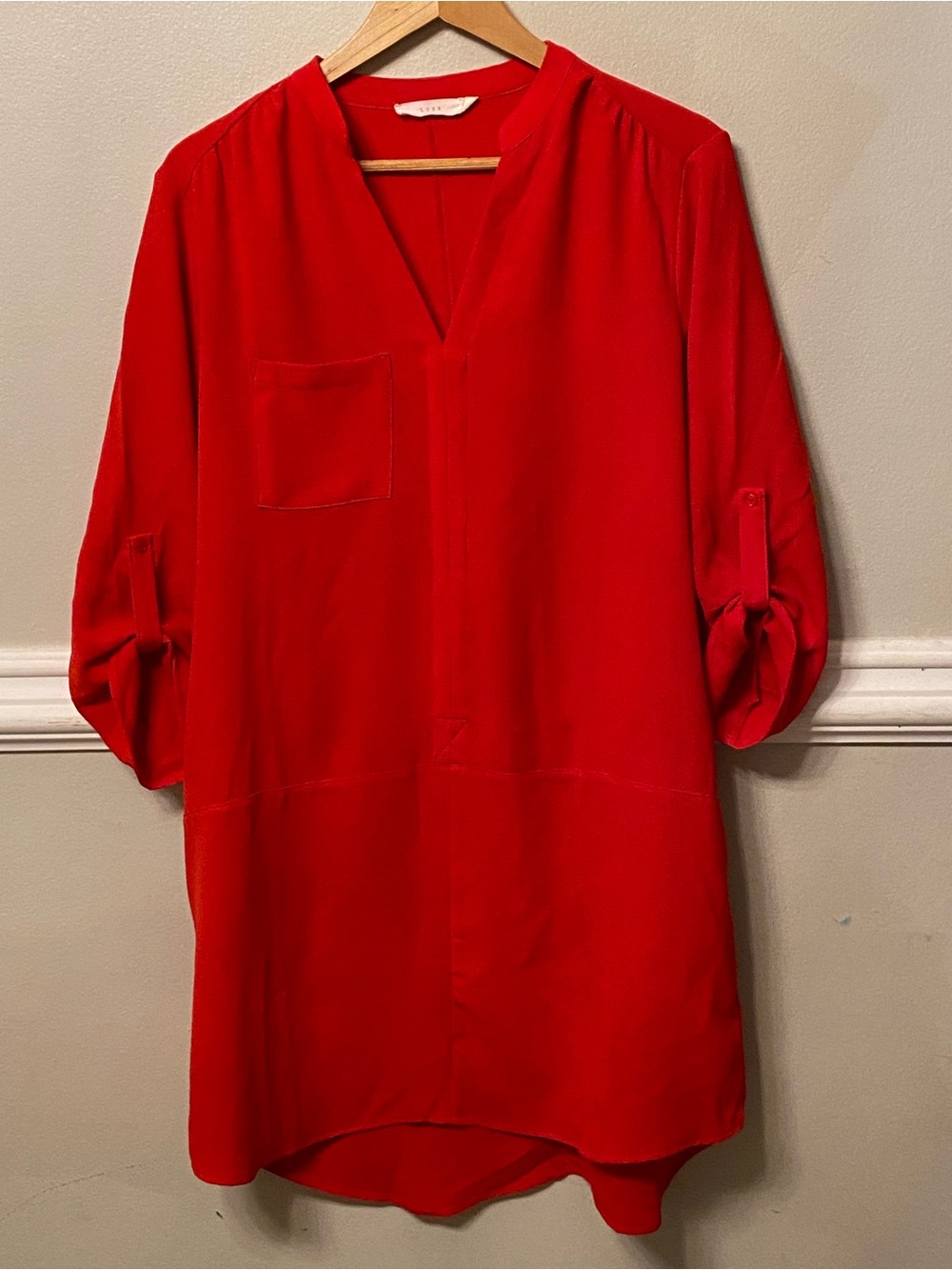 Women's Red V-Neck Casual Shirt - Unbranded